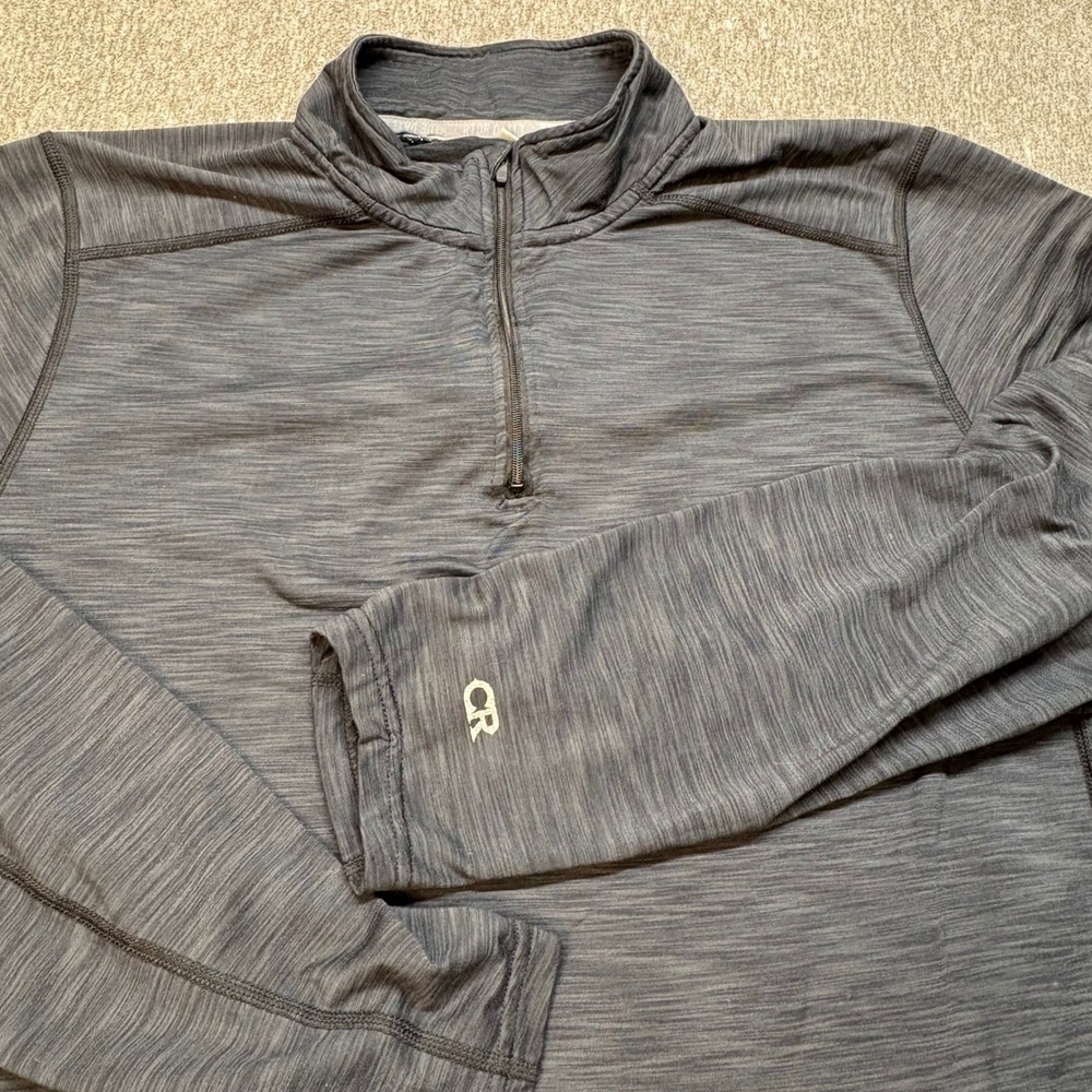 Club Ride Mens XL Quarter‎ Zip Pullover Gray Space Dye Long Sleeve Thumbholes